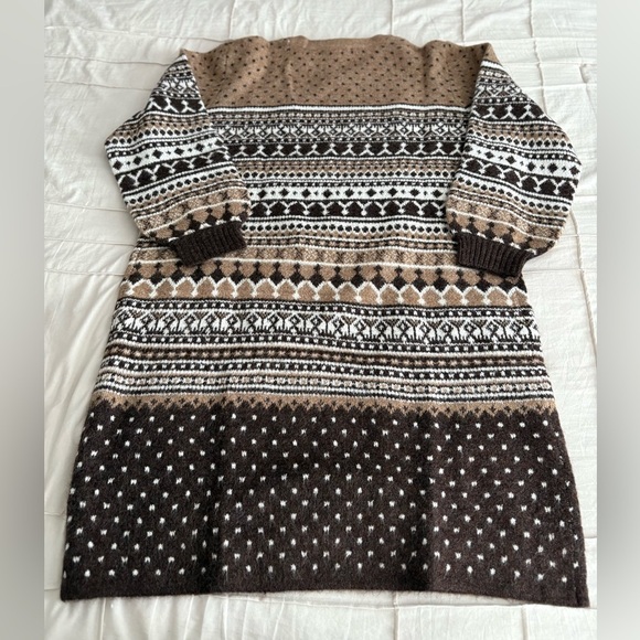 Eloquii Fair Isle Sweater Dress | Size 14/16 | Cozy Neutral Knit - Picture 5 of 5